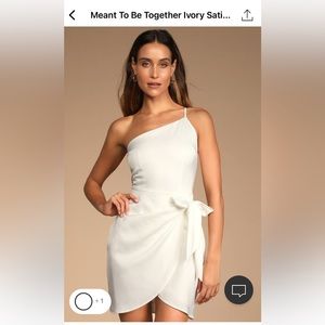 Lulu’s Meant to Be Together Ivory Satin One-Shoulder Mini Dress